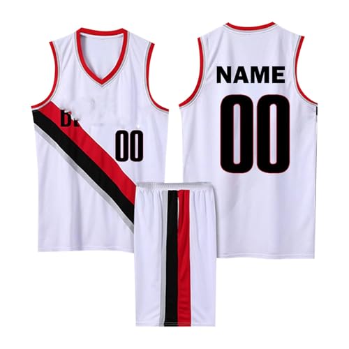 XYYYHTL Maillot de Basketball Enfant Adulte 2 Pièces Basket Maillots Basketball Jersey et Shorts Ensemble Basket Entraînement T-shirt shorts Personnalisé avec Nom, Numéro et Logo