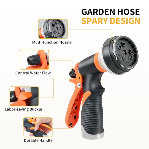 Expandable Garden Hose Water Pipe: 50FT Flexible Water Hose with 8 Function Spray Nozzle, Durable Garden Hoses for Gardening Lawn Car Pet Washing