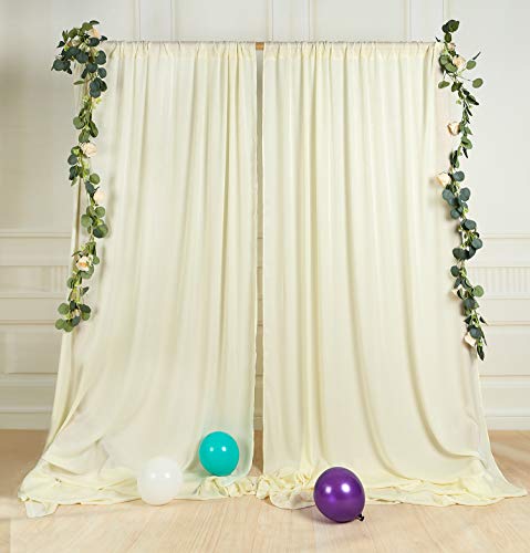 Sherway 2 Panels 4.8 Feet X 10 Feet Ivory Thick Satin Backdrop Drapes, Non-Transparent Soft Window Curtains For Wedding Party Ceremony Stage Décor #TOP1