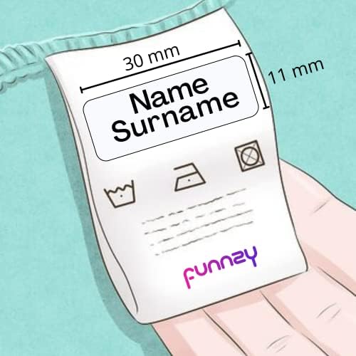 60 Custom Washable Stick on Clothing Name Labels - No-Iron Stickers for School, Day Care, Nursery, Care Homes - Name Labels for Clothes (60)