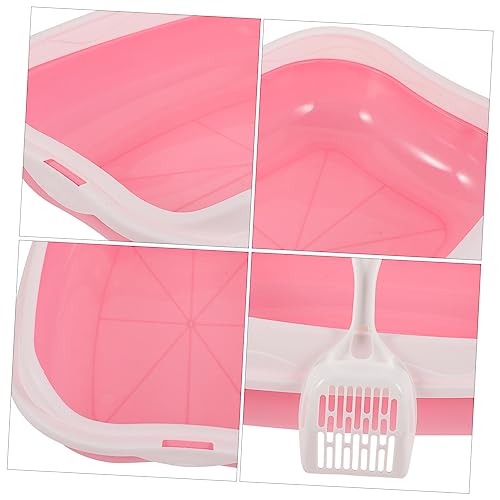 Caja de arena para gatos de plástico 1 set rosa portátil miniatura 3