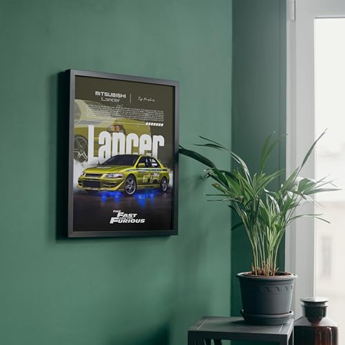 Image of Posternet MITSUBISHI Lancer Wall Poster Frames | 8 X 12 inch | Fast and Furious Themed JDM Cars | Hanging Wall Artwork Frames for Living Room, Bedroom, Office and Etc