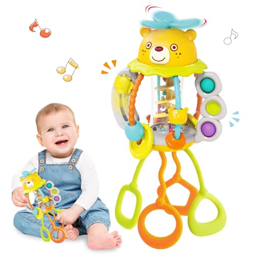 MAVEKID 赤ちゃん おもちゃ くま 赤ちゃん 紐 玩具 知育玩具 0歳 1歳 2歳 がらがら ラトル 歯固め ひも おもちゃ ベビーおもちゃ 6ヶ月 7ヶ月 8ヶ月 9ヶ月 新生児 おもちゃ 出産祝い 男の子 女の子 人気の1歳 誕生日 プレゼントラ クリスマスプレゼント