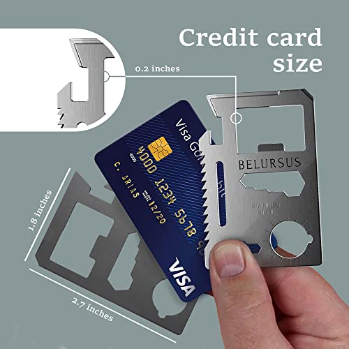 BELURSUS 11-Tools-in-1 / Multipurpose Silver Beer Bottle Opener/Portable Wallet Pocket Size/Gifts for Men 2 Pack