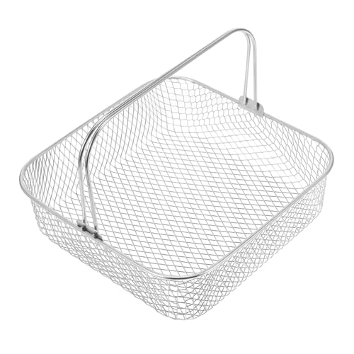 SOIMISS Cesta De Malla Para Freidora De Aire Cesta De La Freidora Cuadrado Accesorios Largo Cestas De Freidora Fritura Freír Cesta Freidora Hornear Cesta De Freidora Ninja Acero Inoxidable