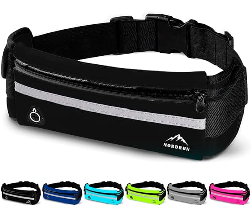 Nordrun® Riñonera Ajustable e Impermeable para Todos los Móviles | Running Belt para Mujer y Hombre | Cinturón Deportivo | Porta Móvil