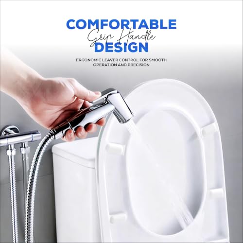 Image of Amazon Basics Health Faucet Set - Premium Jet Spray Gun with Pipe for Toilet | Bathroom Bidet Sprayer Kit Pack of 1