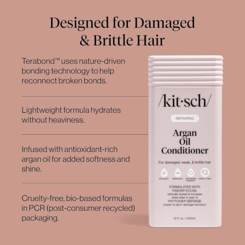 Kitsch Argan Oil Conditioner for Hair Growth – Made in USA, 12 oz | Conditioner for Women & Men for Shine, Smoothness & Damage Recovery – Repairing Argan Oil for Hair – Color-Safe Hair Care - image 3