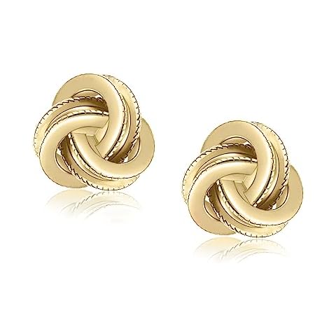 Gold Plated Sterling Silver Studs Love Knot Earrings For Women | Hypoallergenic & Nickle Free Jewelry for Sensitive Ears (10, yellow-gold-plated-silver) Cover