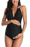 SUMMERSUNSHINE Maternity One Piece Halter Swimwear Pregnancy V-Neck Bathing Suit Maternity Beach Wea