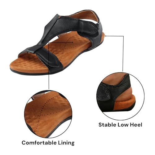 Womens Sandals Arch Support T-Strap Orthopedic Flat Adjustable Comfortable T-Strap Walking Sandals Beach Shoes4