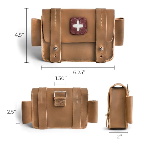 Image of Hide & Drink, Empty First Aid Bag, Mini Medical Storage Pouch, Rectangular Bag for Survival Kit, Full Grain Leather, Handmade
