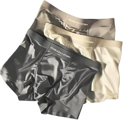 Holibao Elegant Silk - Calzoncillos tipo bóxer de seda de hielo para hombre, de lujo, absorben la humedad, transpirables, antirozaduras, calzoncillos tipo bóxer de seda fría y seca, Establece un, XL