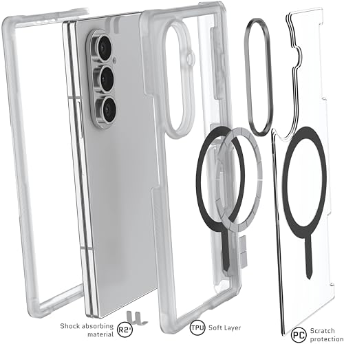 Image of Ghostek Covert Clear Galaxy Fold 7 Case with Built-in Kickstand, MagSafe and Full Hinge Protection Designed for 2025 Samsung Galaxy Z Fold7 (8 inch) (Clear Matte)