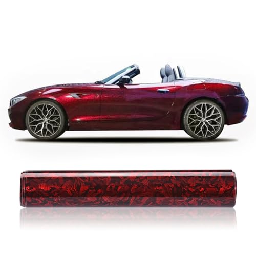 JSCARLIFE Forged Car Vinyl Wrap Sticker, Adhesive Wrap Vinyl Roll for Full Car Bubble Free Self-Adhesive Paint Protection Film Cars Interior Decals for Cars Styling (Red, 152x50 CM)