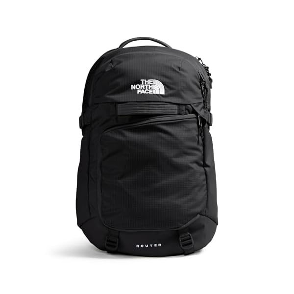 The North Face Router Everyday Laptop Backpack - Daypack, Water Repellent, Laptop Sleeve, Reflective Details, TNF Black/TNF Black-NPF, One Size