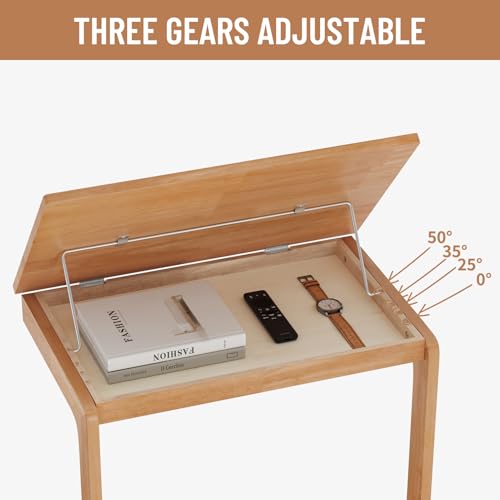 Image of Uniclinens Rolling Side Table Desk Sofa - C Shape Couch End Table with Wheels, Mobile Wooden Slim Sofa Tray, Movable Small Couch Desk for Living Room Bedroom, Cherry