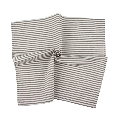 Infei Plain Striped Cotton Linen Blended Dinner Cloth Napkins - Set Of 12 (17 X 17 Inches) - For Events & Home Use (Brown) #TOP4