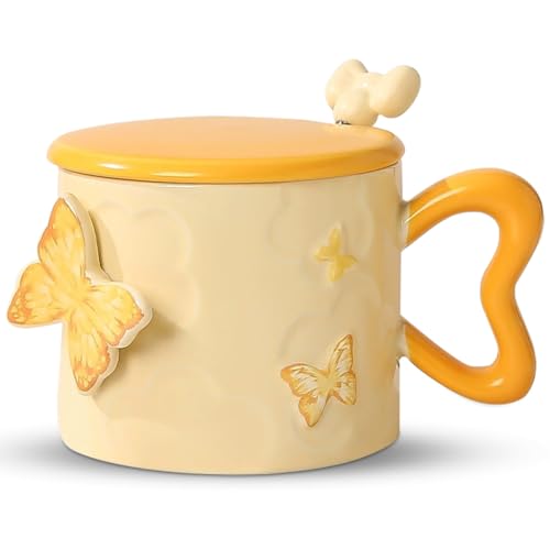 Gohytal Taza de café verde de porcelana de 350 ml, dulce regalo para mujeres de cumpleaños, taza de cerámica para fanáticos del yoga, taza para té y café, diseño de primavera, ideal para niñas, mamá o