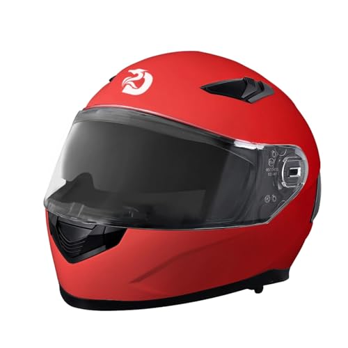 Casque de Moto Full-Face Homologué ECE 22.06, Casque Intégral, Casque pour Scooter et Moto, pour Homme Femme (Ruby Red, M)