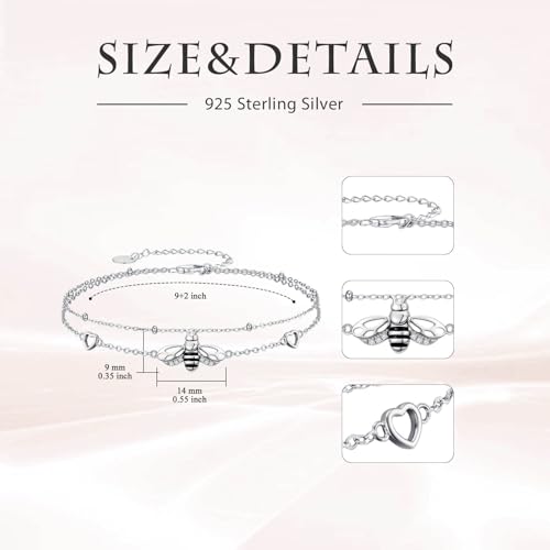 Image of 925 Sterling Silver Layered Ankle Bracelets for Women Jewelry Gifts | 925 Sterling Silver Layered Sea Turtles /Elephant /Wave Anklet Animal Bracelet Summer Ocean Beach Jewelry Gifts for Women
