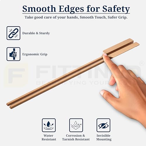 Image of Goldcrest 62cm Handle for Wardrobe & Cabinet /Cupboard Handle /Wardrobe Handle /600mm Hole to Hole (PVD Rose Gold) Pack of 2 (Left - Right)-| 3 Years Warranty |