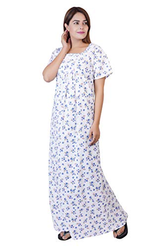 Image of Women's Cotton Block Print Knee Length Nighty