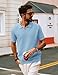 PJ PAUL JONES Men Polo Shirt Short Sleeve Knit Polo Slim Fit V Neck Knitted Textured Polo Shirts Beach Travel XL Light Blue
