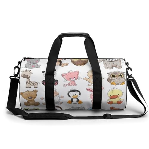 Sac de sport animaux de dessin animé, format polochon 45cm compact