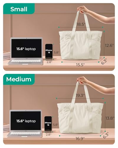 Image of BAGSMART Tote Bag for Women, Tote Bag with Zipper Work Tote with Compartments Nurse Shoulder Hanbag for Travel, Gym