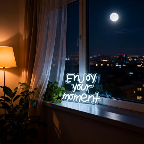 Image of Enjoy Your Moment Neon Sign Led Neon Lights Signs for Wall Decor USB Powered Led for Room Decoration Home Game Room Bar Party Decor