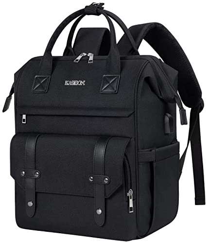 marcello Laptop Rucksack 15.6 Zoll Laptoptasche Herren & Damen für Schule, Arbeit, mit USB Ladeanschluss Business Reisen Rucksack Wasserabweisend Schulrucksack - Schwarz