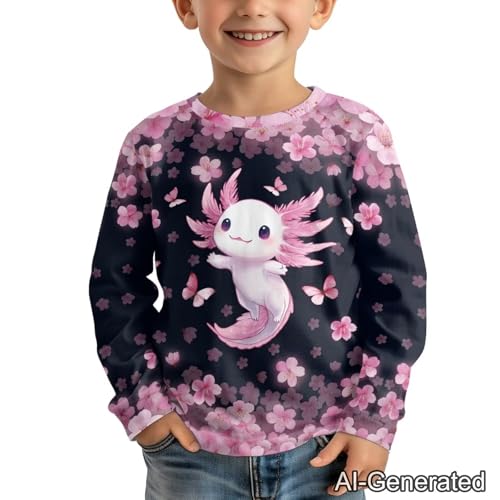 Image of Renewold Boys Girls Tees Kids T-Shirt Long Sleeve Crewneck T Shirts Casual Athletic Tops Clothing for Home School Travel