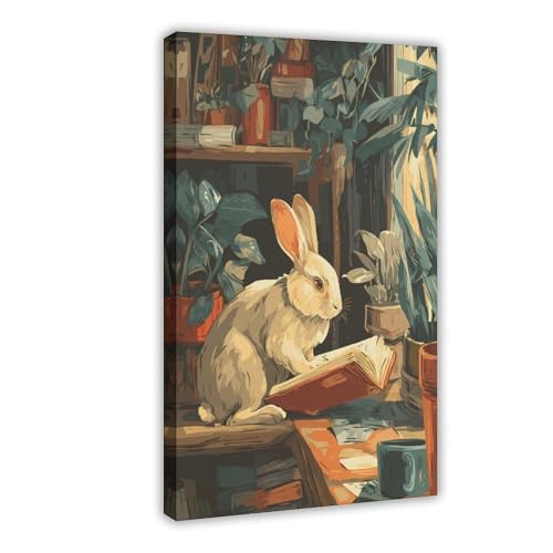 Poster lapin magique sur toile 40x60 cm pour decoration de chambre ou bureau
