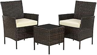 SONGMICS Garden Furniture Sets, Polyrattan Outdoor Patio Furniture, Conservatory PE Wicker Furniture, for Patio Balcony Backyard, Brown and Beige GGF001BR1