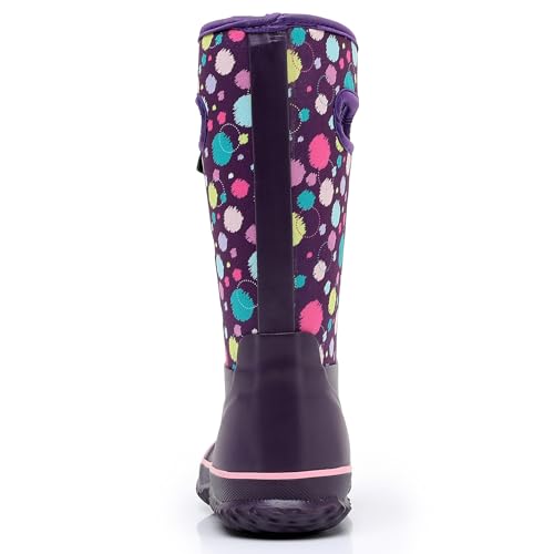 WTW Kids Rubber Rain Boots - Neoprene Insulated 100% Waterproof Mid Calf Mud Boots for Boys and Girls Winter Snow Boots3