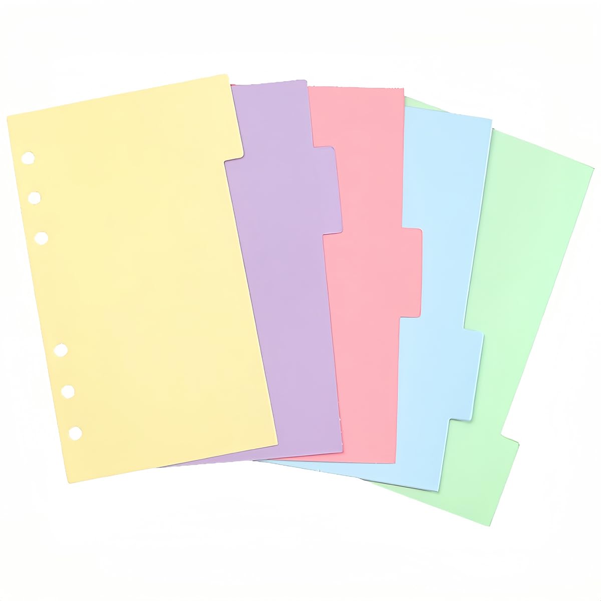 Qury 5 Pcs A6 6 Hole Index Divider Page Side Tab Notebook Organizer 171mm X 104mm Ring Binder Insert Dividers with Labels