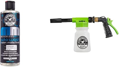 Chemical Guys CWS_995_16FBB Foam Blaster Bundle Meticulous Matte Car Wash Jabón 16 fl oz + ACC_326 Torq Foam Blaster 6 Pistola de lavado de espuma,