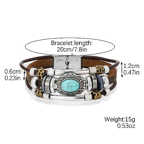 Pulsera de cuero multilayer vintage para hombre miniatura 4