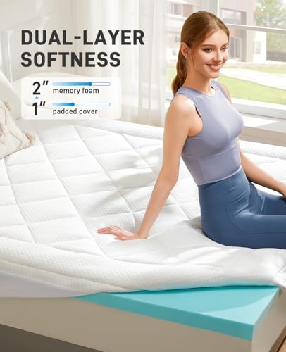 Perlecare PCMT11W-Q3 Dual Layer 3 Inch Memory Foam Mattress Topper Queen Size thumb #1