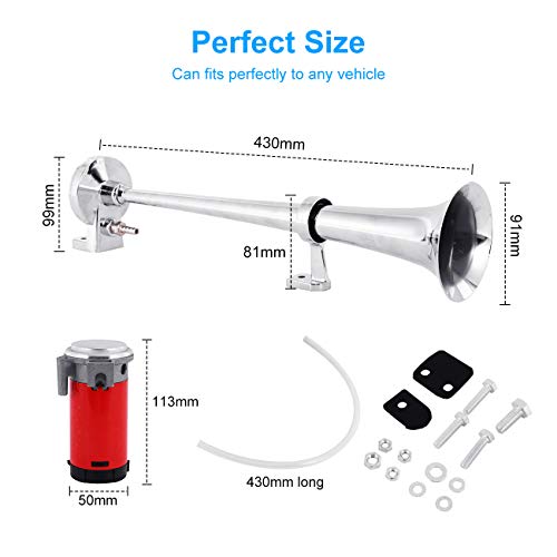 image for Partol 12V Car Air Horn Single Trumpet Air Siren Horns Powerful Loud 1