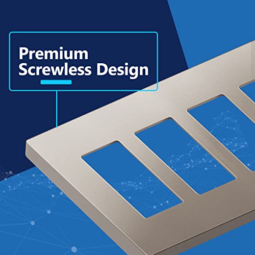 Image of LIDER Decorator Switch Cover, Screwless Wall Plate, Mid-Size 4-Gang 4.88 inch x 8.58 inch, LSWP-34M-NK, UL Listed, Thermoplastic, Matte Nickel, 1-Pack