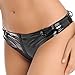 Linjinx Women's Patent Letaher Metallic Low Rise G-String Thong Zipper Micro Panties Lingerie Black Small