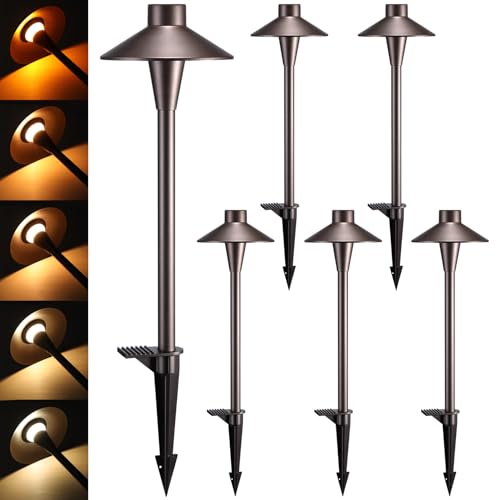 LEONLITE Update 5CCT Low Voltage Pathway Lights, LED Landscape Path Lights...