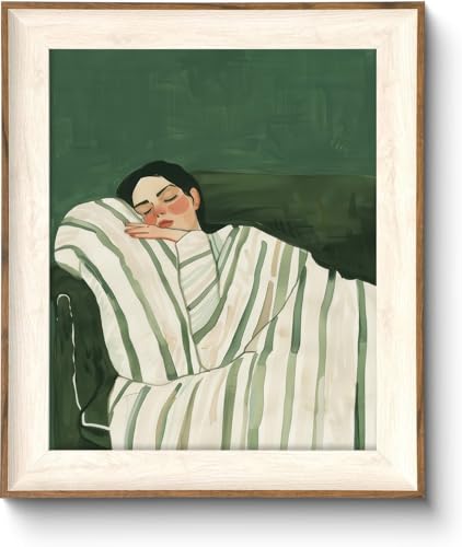 Minimalist Framed Wall Art: Woman Sleeping on Couch