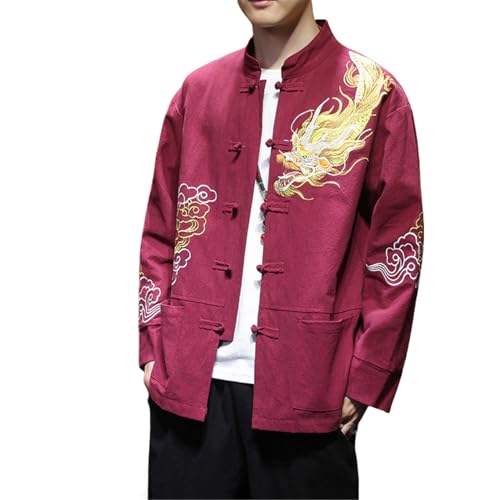 Veste brodée de style chinois homme idéale pour les sorties culturelles et soirées mi-saison