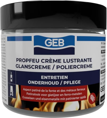 GEB Propfeu crème lustrante, effet patiné pour l’entretien, la protection et la rénovation des fontes et métaux. Pour poêles à bois, cheminées ... - 220ml