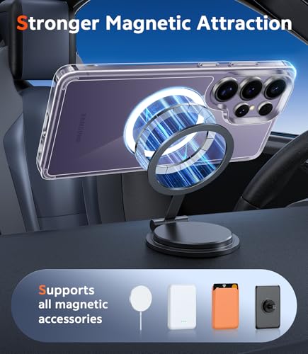 Image of FNTCASE for Samsung Galaxy S24-Ultra Case: Clear Magnetic Phone Cases with Screen Protector Compatible with Magsafe Slim Anti Yellowing Rugged Protective Transparent Cell Phone Cover (A-Clear)