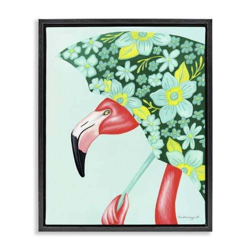 Summery Flamingo Floral Petal, 25 x 31 Inch Canvas in Floater Frame