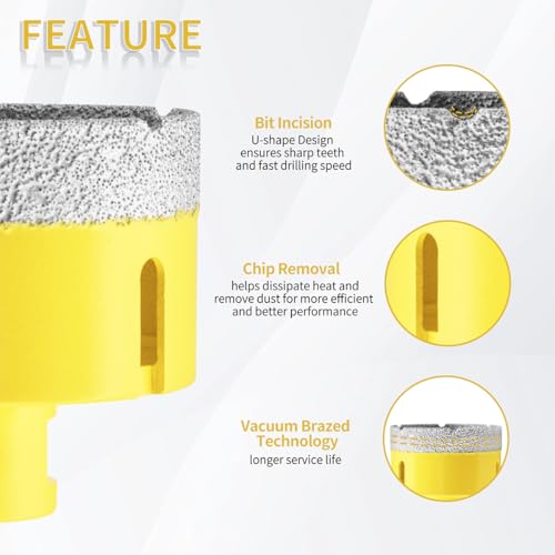 Teronbeta Diamant Fliesenbohrer 95mm, M14 Vakuumgelöteter Diamantbohrer Lochsäge Kernbohrer für Fliesen Porzellan Keramik Granit Marmor